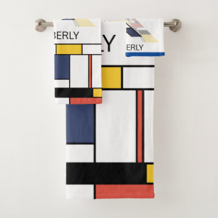 Pleasant Neoplasticism Art Monogram. Letter K Bath Towel Set