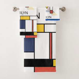 Pleasant Neoplasticism Art Monogram. Letter M Bath Towel Set