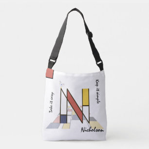 Pleasant Neoplasticism Art Monogram. Letter N Crossbody Bag