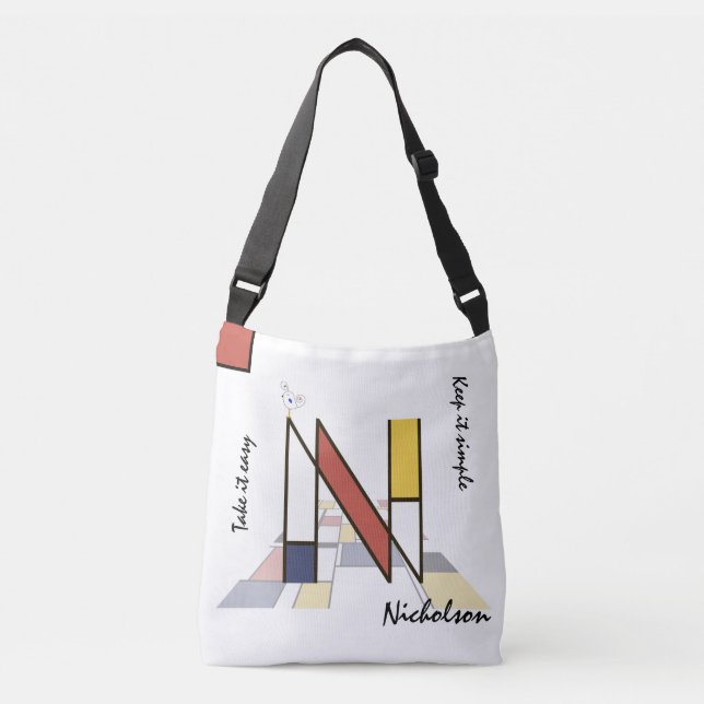 Pleasant Neoplasticism Art Monogram. Letter N Crossbody Bag (Front)