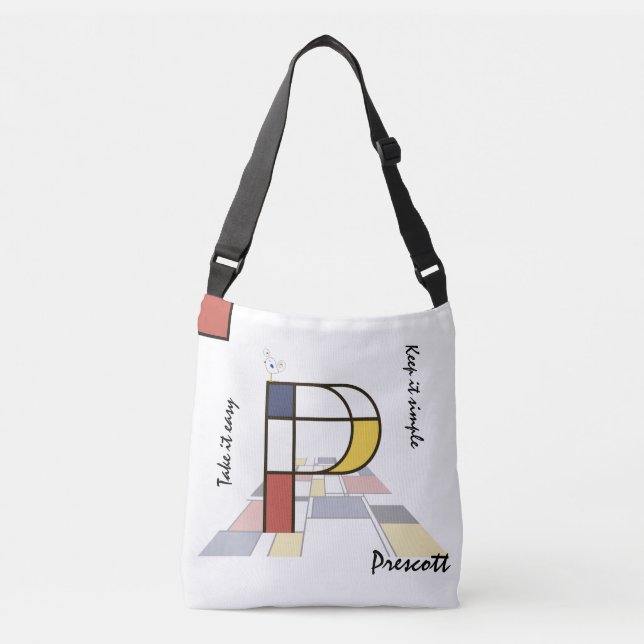 Pleasant Neoplasticism Art Monogram. Letter P Crossbody Bag (Front)