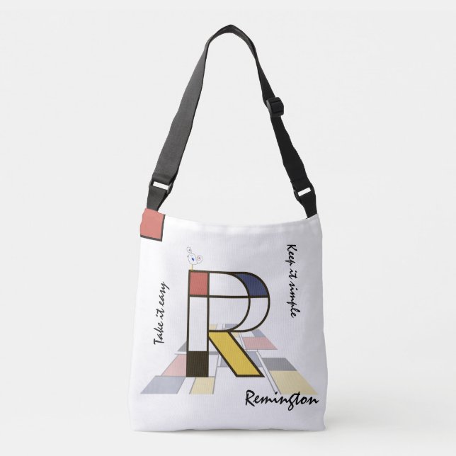 Pleasant Neoplasticism Art Monogram. Letter R Crossbody Bag (Front)