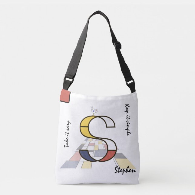 Pleasant Neoplasticism Art Monogram. Letter S Crossbody Bag (Front)