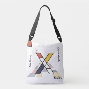 Pleasant Neoplasticism Art Monogram. Letter X Crossbody Bag