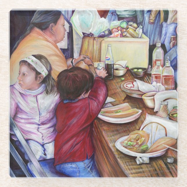 Pleasant Picnic, Mexico Glass Coaster (Front)