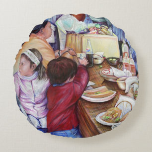 Pleasant Picnic, Mexico Round Cushion