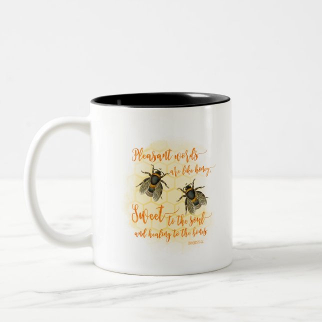 Pleasant words bee Bible Quote Two-Tone Coffee Mug (Left)