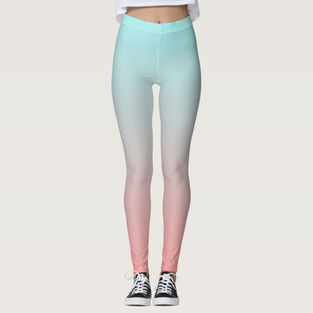 Pleasantly Pink and Blue Ombre Leggings (Front)