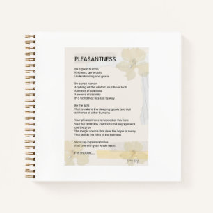 Pleasantness Inspirational Poem Written Word Notebook