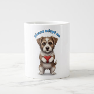 Please Adopt Me – Cute Rescue Dog Illustration wit Large Coffee Mug