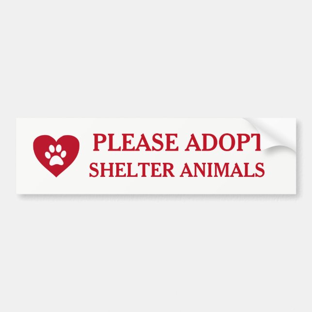"Please Adopt Shelter Animals" Bumper Sticker (Front)