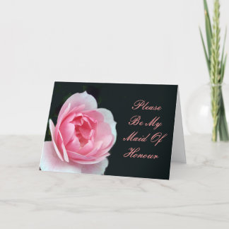 Please Be My Maid Of Honour Pink Rose Invitation