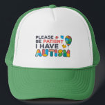 Please Be Patient I Have Autism Multicolor Puzzles Trucker Hat<br><div class="desc">Cool,  bright,  bold and vibrant "Please Be Patient I Have Autism" Awareness design that makes a perfect campaign or everyday wear.</div>
