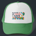 Please Be Patient I Have Autism Multicolor Puzzles Trucker Hat<br><div class="desc">Cool,  bright,  bold and vibrant "Please Be Patient I Have Autism" Awareness design that makes a perfect campaign or everyday wear.</div>