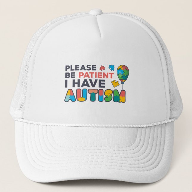 Please Be Patient I Have Autism Puzzles Trucker Hat (Front)
