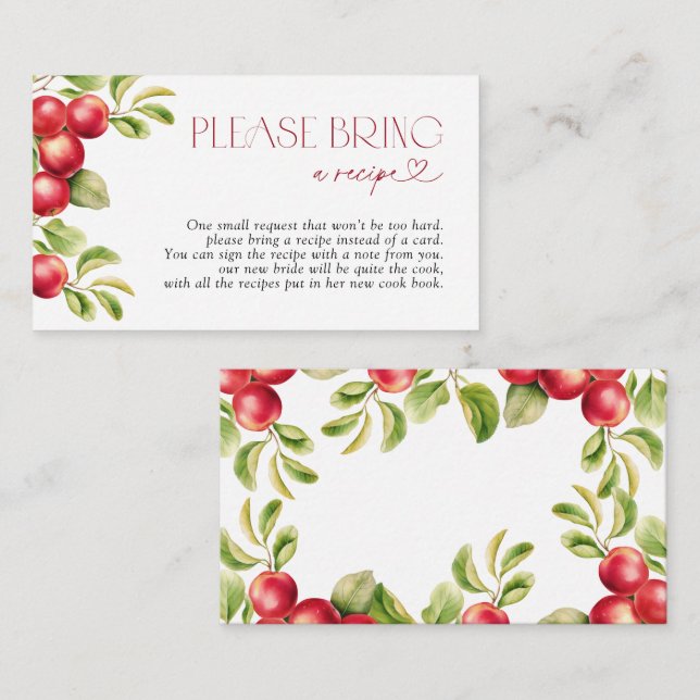 Please Bring A Recipe Modern Apple Enclosure Card (Front/Back)