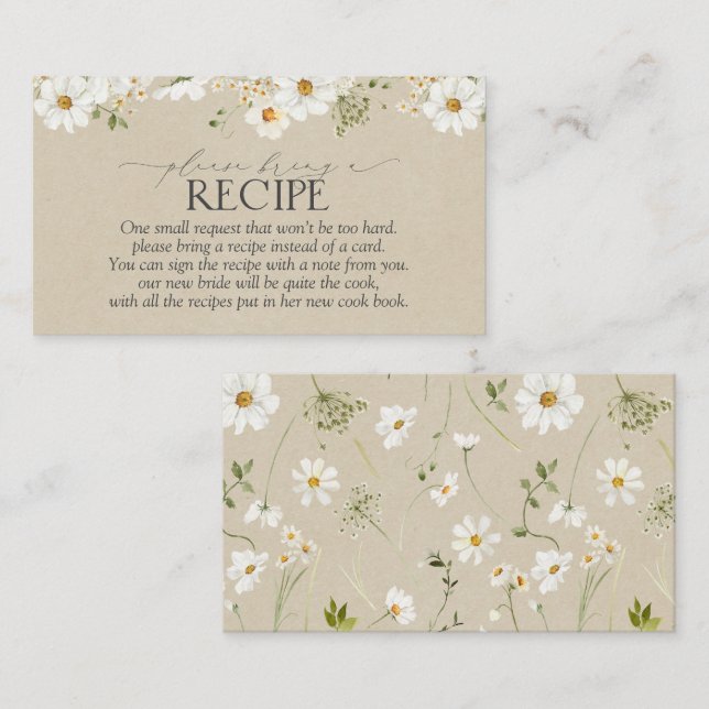 Please Bring A Recipe Rustic Daisy Enclosure Card (Front/Back)