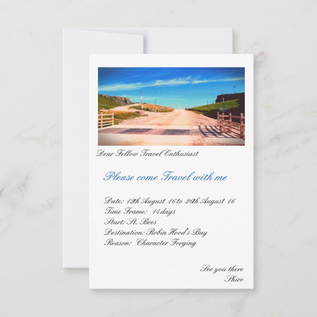 Please come Travel with me Invitation (Front)