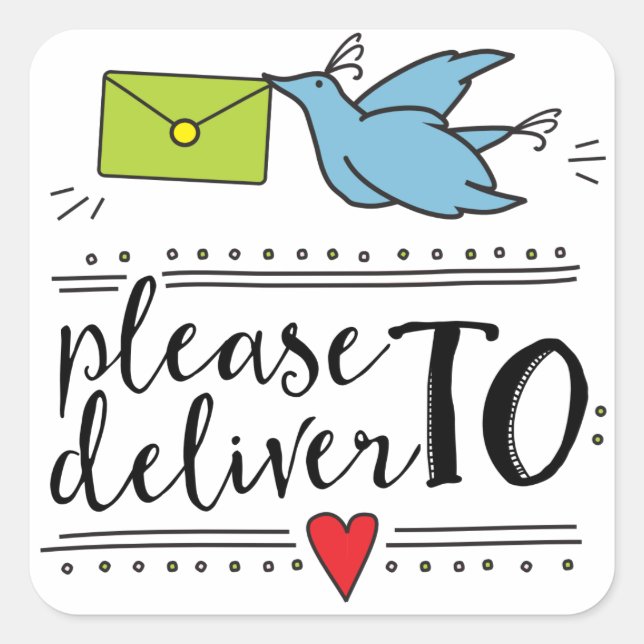 Please Deliver To Whimsical Envelope Sticker (Front)