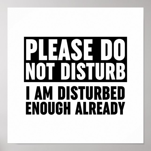 Please Do Not Disturb I Am Disturbed Enough Alread Poster (Front)