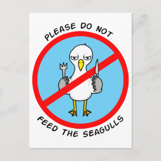Please do not feed the seagulls postcard