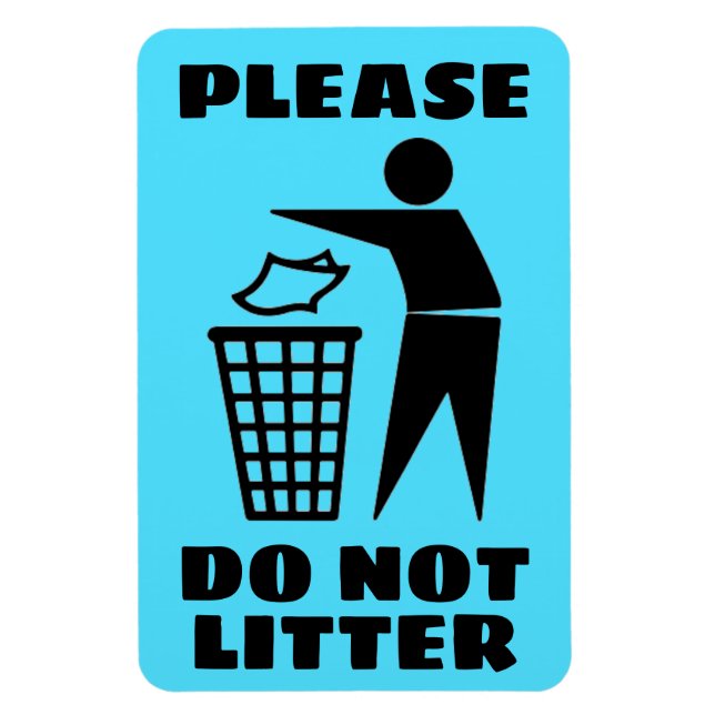 Please Do Not Litter Black and Blue Customised Magnet (Vertical)
