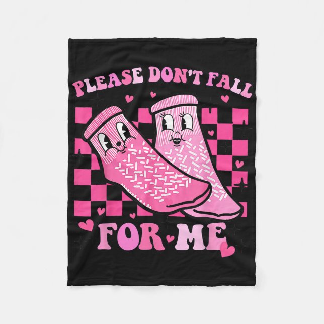 Please Don't Fall For Me Rn Pct Cna Nurse Valentin Fleece Blanket (Front)