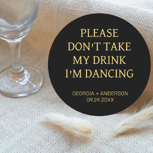 Please Dont Take My Drink Minimalist Wedding Favou Round Paper Coaster