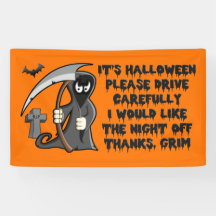 Please Drive Carefully Halloween Orange  Banner