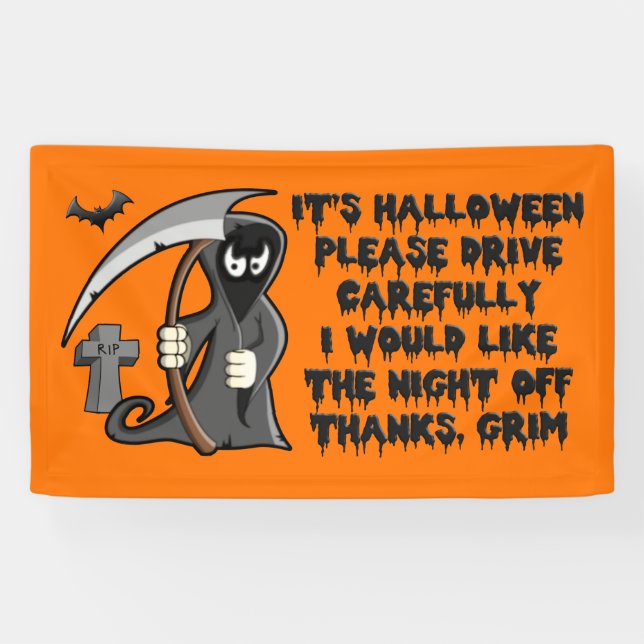 Please Drive Carefully Halloween Orange  Banner (Horizontal)