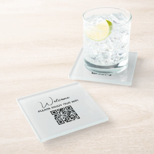 Please Enjoy Our Hotel Wifi Welcome QR Code Glass Coaster