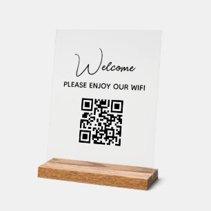 Please Enjoy Our Wifi   WIFI Welcome QR Code  Acrylic Sign
