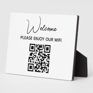 Please Enjoy Our Wifi   WIFI Welcome QR Code  Plaque