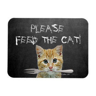 Please Feed The Cat  Funny Cat Magnet