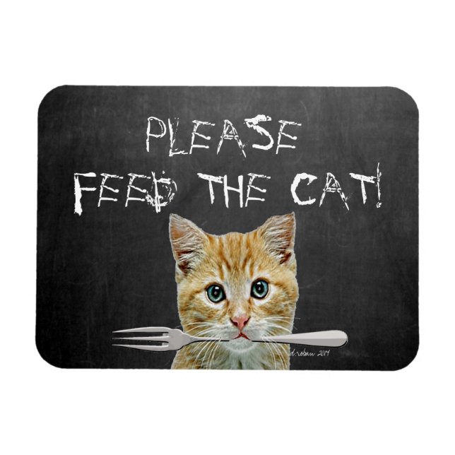 Please Feed The Cat  Funny Cat Magnet (Horizontal)