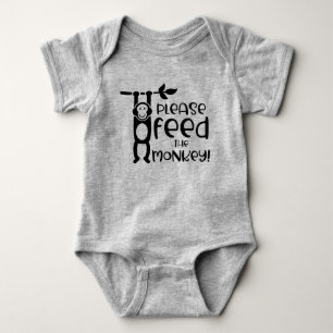 Please Feed The Monkey Cute Funny Baby Bodysuit