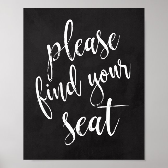 Please Find Your Seat 8x10 Chalboard Wedding Sign (Front)