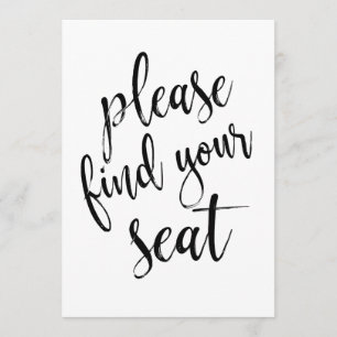 Please Find Your Seat Affordable Calligraphy Sign Invitation