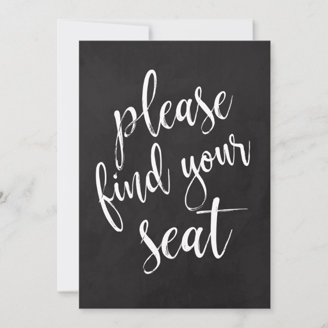 Please Find Your Seat Affordable Chalkboard Sign Invitation (Front)