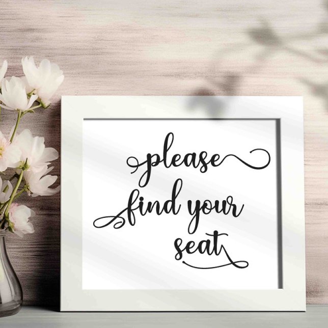 "Please find your seat" Black Simple Wedding Sign (Creator Uploaded)