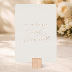 Please Find Your Seat Gold Foil Wedding Sign card