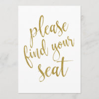 Please Find Your Seat Gold Glitter Affordable Sign