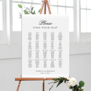 Please Find Your Seat up to 20 tables seating plan Poster