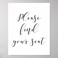 Please find your seat wedding sign