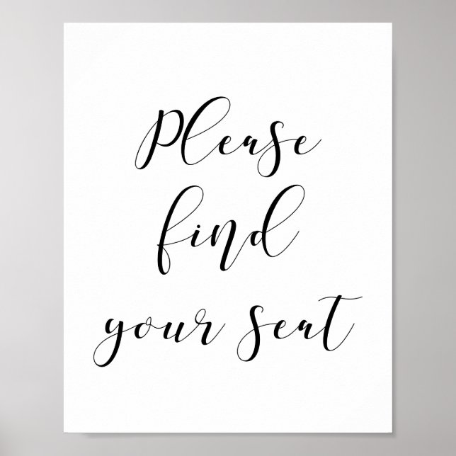 Please find your seat wedding sign (Front)