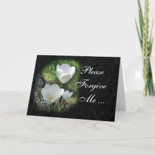 Please Forgive Me: White Tulips Flower Card