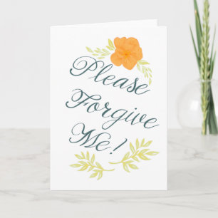 Please Forgive Me Yellow Flower Blank Card
