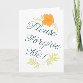 Please Forgive Me Yellow Flower Blank Card