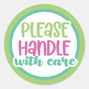 Please handle with care classic round sticker