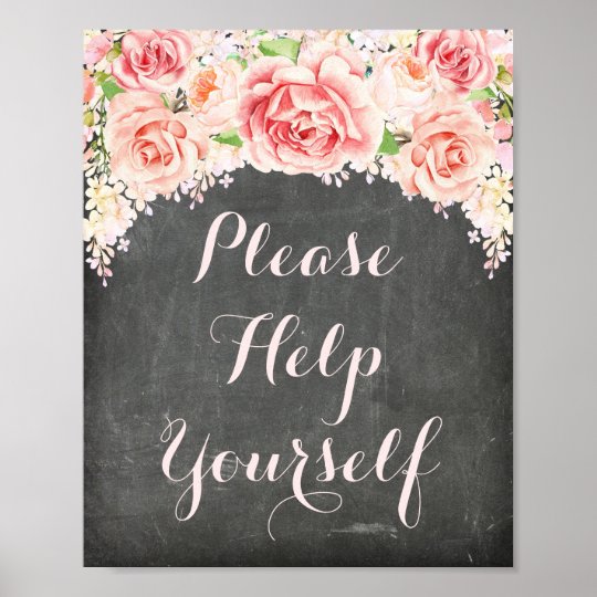 Please Help Yourself Pink Watercolor Chalkboard Poster